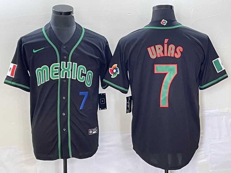 Mens Mexico Baseball #7 Julio Urias Number 2023 Black World Classic Stitched Jersey2